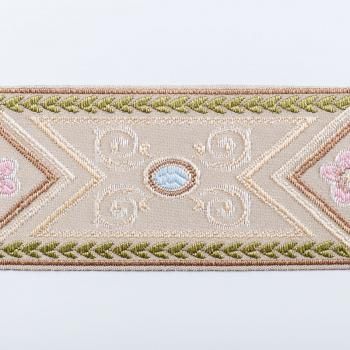 Бордюр велюровый 6 см 0000-357-104-021 бежевый с ромбом