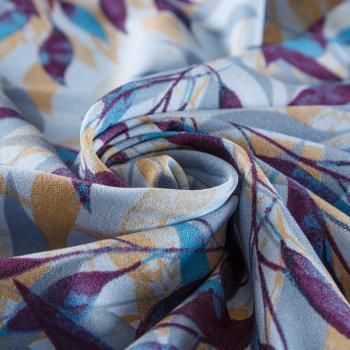 Креп стрейч 026-13862 разбеленный голубой принтованный