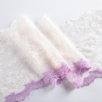 Кружево на сетке 160 мм Ф01-0008 сливочно-сиреневый