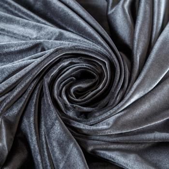 Бархат стрейч 002-09167 серебристо-серый однотонный