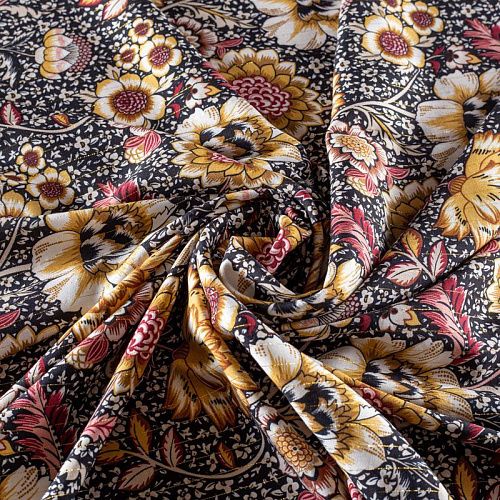 Вискоза с люрексом 009-00902 черный принтованный