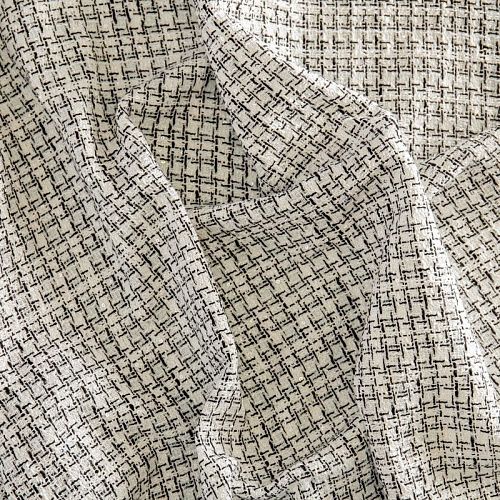 Твид шанель 1120-341-025-0002 молочно-черный с пайетками