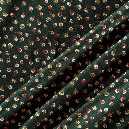 Твил-штапель 069-04665 темно-зеленый принтованный