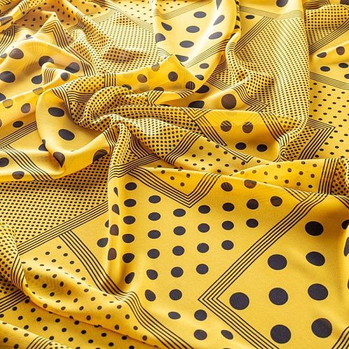 Креп-шифон 027-01415 желтый принтованный