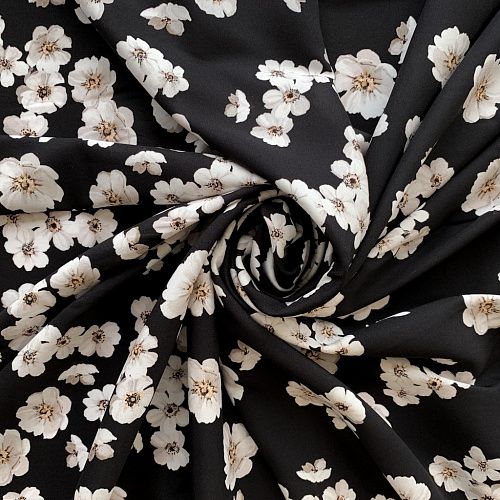 Шелк натуральный К32-170 черный принтованный