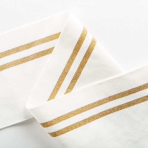 Подвяз трикотажный TBY 13х100 см с золотыми полосами MP02.5 молочный