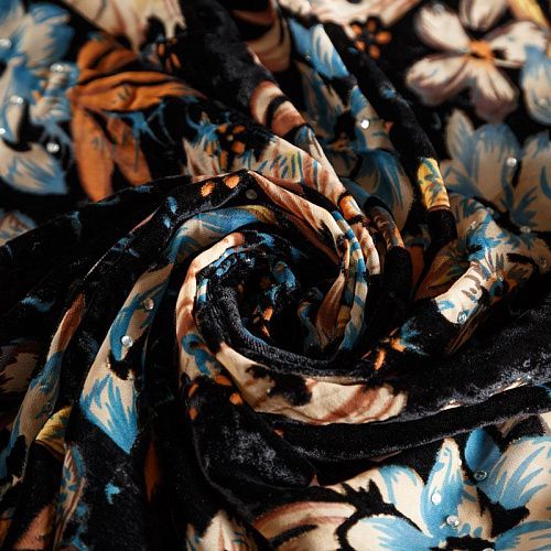 Бархат 002-04351 черный принтованный