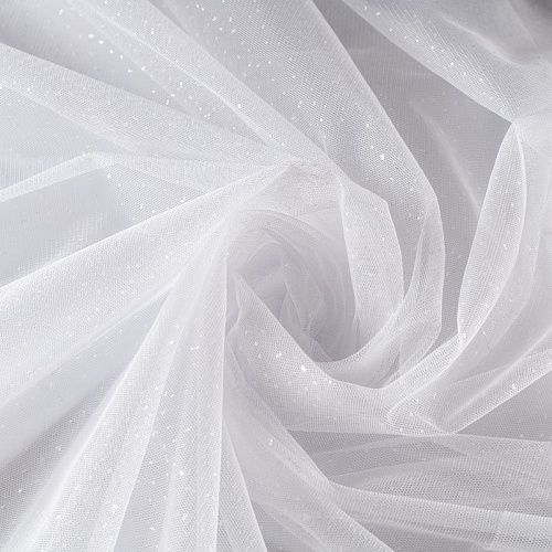 Фатин с блестками К33-405 молочный однотонный