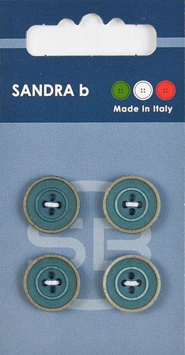 Пуговицы SANDRA 15 мм пластик 4 шт CARD128 синий