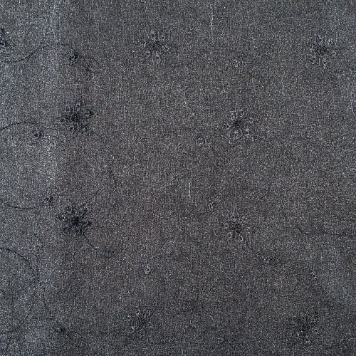 Лен натуральный с вышивкой и напылением 035-07919 антрацит