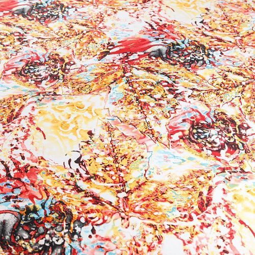 Креп К05-608 молочный принтованный