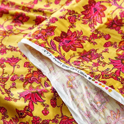 Хлопок 063-02038 шафрановый принтованный