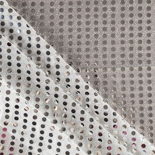 Пайетки на трикотаже К33-1017 белый с серебром