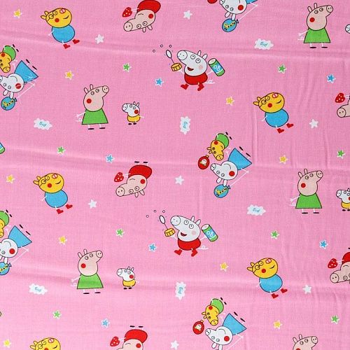 Штапель 069-08271 розовый принтованный