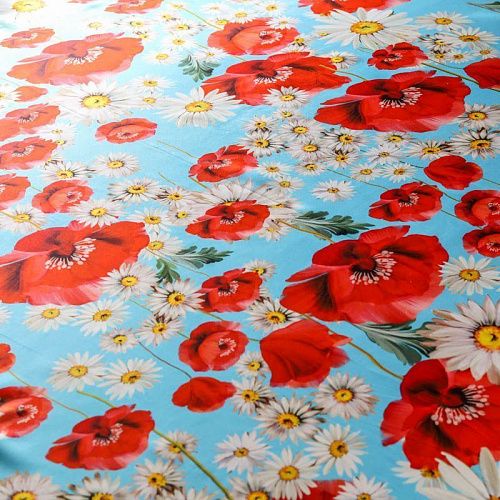 Шелк натуральный К13-887 голубой принтованный