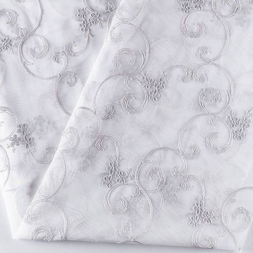 Тюль сетка с вышивкой 529-01-240 молочный