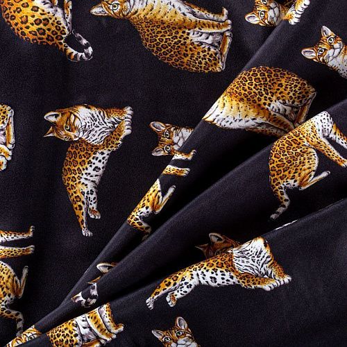 Шелк натуральный К15-309 черный принтованный