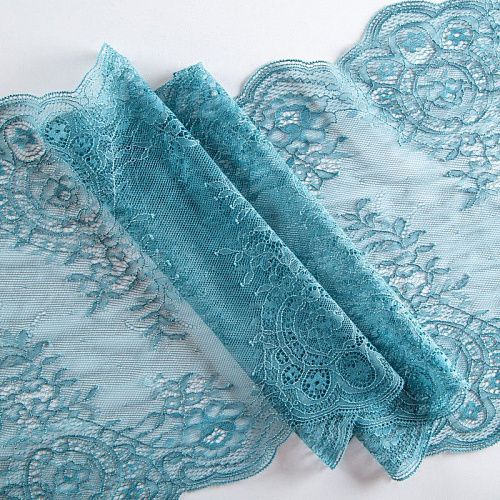 Кружево эластичное 310 мм Ф01-0085 бирюзовый жемчуг