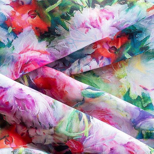 Шелк-штапель 069-01565 зеленый принтованный