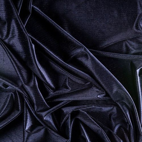 Бархат с люрексом К33-549 темно-синий однотонный