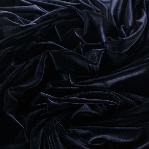 Бархат стрейч 002-09165 черный однотонный