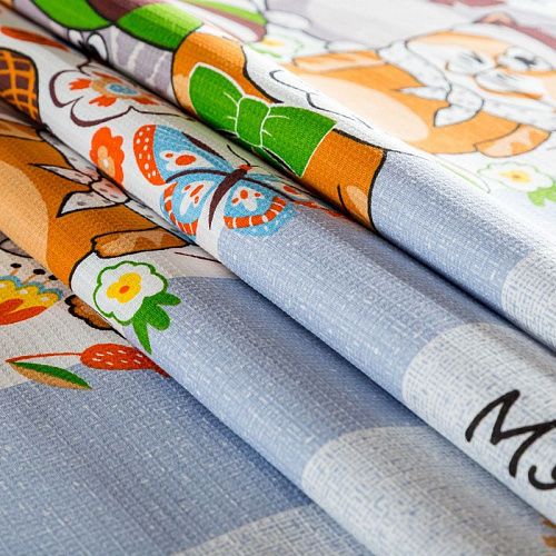 Полотно вафельное 007-03526 серый принтованный