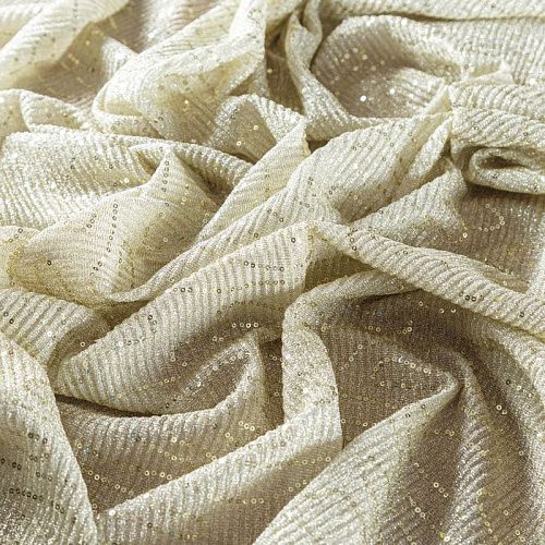 Трикотаж-гофре с пайетками 056-09125 золотистый однотонный