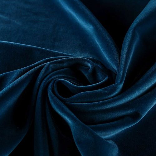 Бархат К26-281 океанский синий однотонный