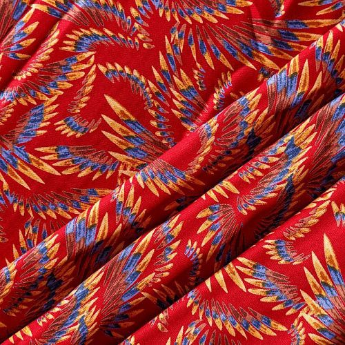 Твил-штапель 069-04635 темно-красный принтованный