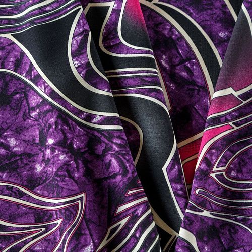 Креп 026-08227 фиолетовый принтованный
