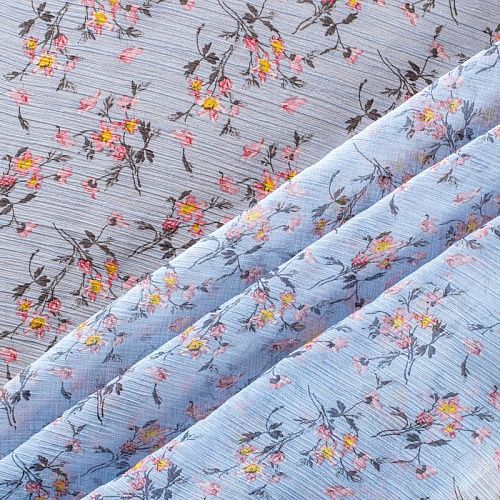 Шифон 068-01552 голубой принтованный