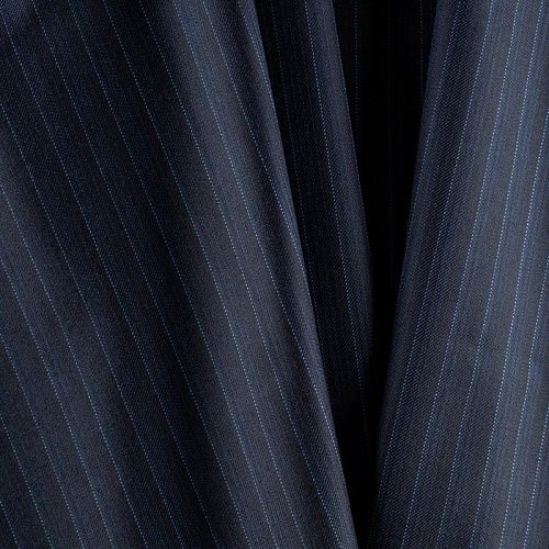 Ткань костюмная К32-012 темно-синий тонкая ярко-голубая полоска