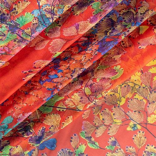 Шифон К33-246 красный принтованный