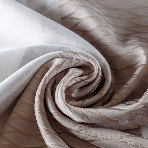 Тюль жаккардовый Т413-01-17 бежево-белый