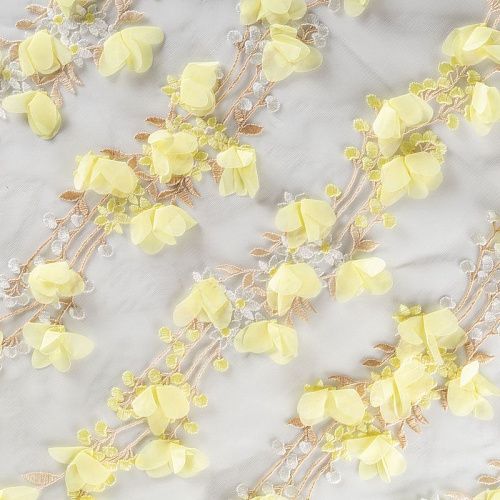 Вышивка на сетке К16-080 бежево-лаймовый