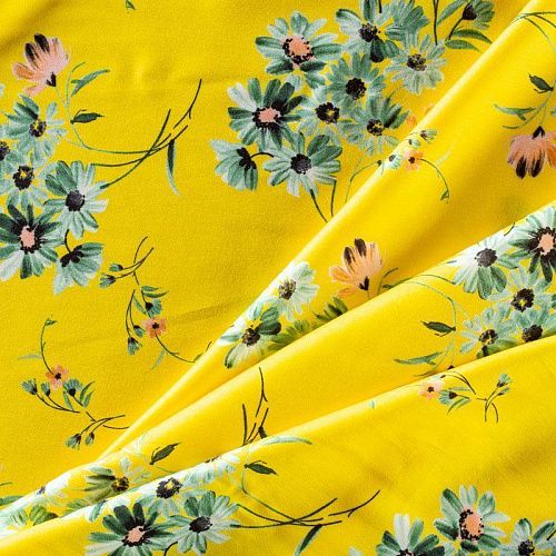 Шелк-штапель 069-00879 желтый принтованный