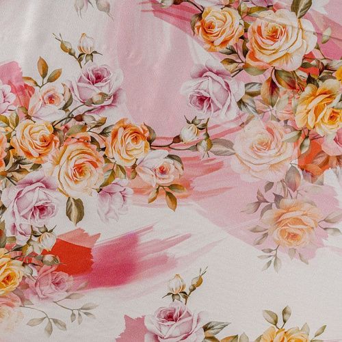 Шелк натуральный К22-007 белый принтованный