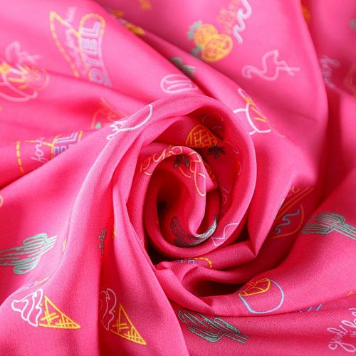 Вискоза 009-07899 ярко-розовый принтованный