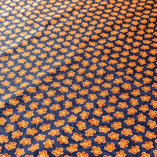 Шелк натуральный К18-055 темно-синий принтованный