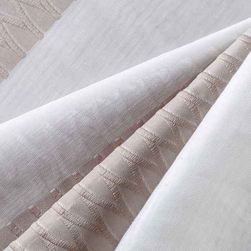 Тюль жаккардовый Т413-01-17 бежево-белый