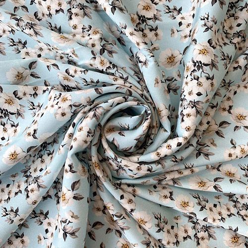 Шелк натуральный К32-151 нежно-голубой принтованный