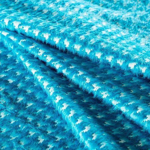 Ткань пальтовая К12-338 бирюзовый жаккардовый