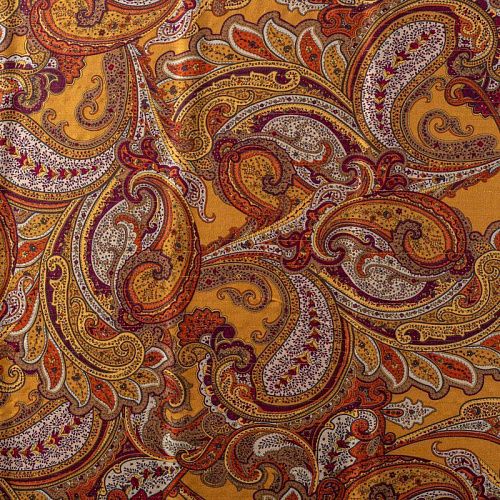 Вискоза с люрексом 009-01090 шафрановый принтованный