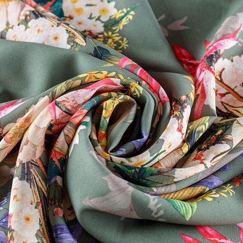 Креп 026-08368 шалфейный принтованный