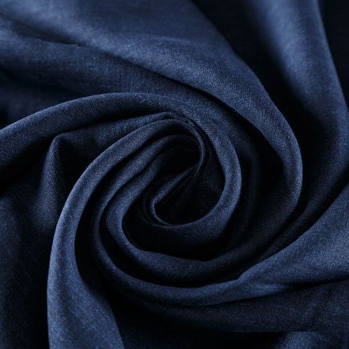 Лен натуральный 035-08561 темно-синий деним однотонный