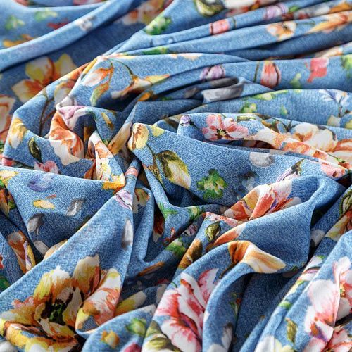 Вискоза "Лоренцо" 036-08375 голубой принтованный