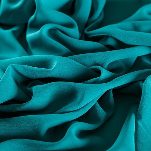 Креп-шифон натуральный 027-06274 бирюзово-зеленый однотонный