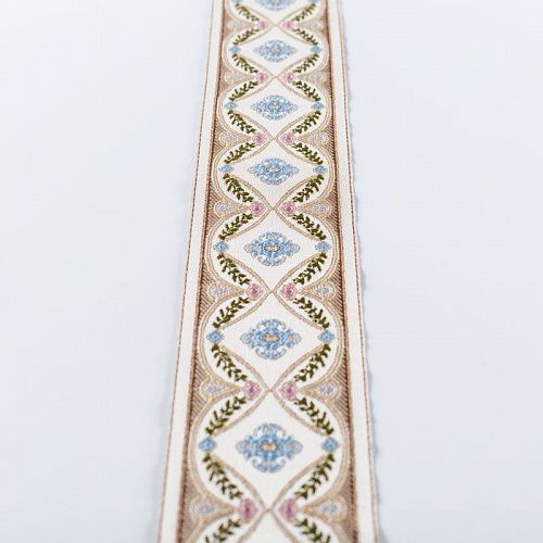 Бордюр велюровый 6 см 0000-357-104-026 бежевый с узором