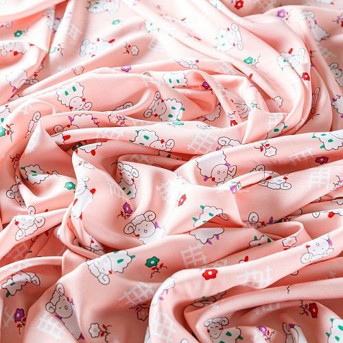 Штапель 069-08254 разбеленный персиковый принтованный