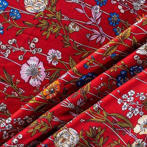 Штапель 069-01505 терракотово-красный принтованный